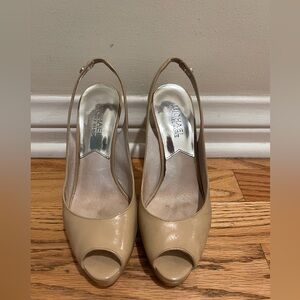 Tan Patent Michale Kors Open-toe Heels